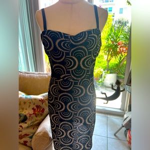 Black with beige print mini -Free People - Size M Dress